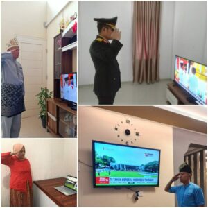 Upacara Detik-Detik Proklamasi Hari Ulang Tahun Republik Indonesia Ke-76 melalui virtual dr Tempat tinggal masing-masing