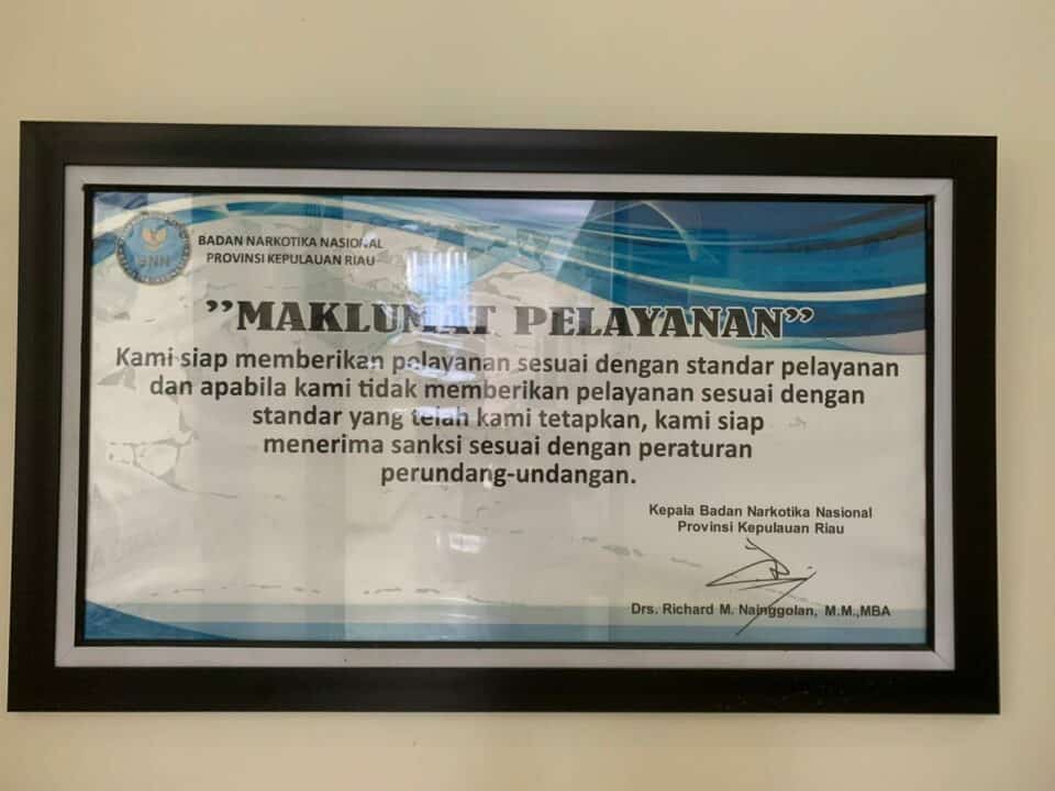 Maklumat Pelayanan BNNP Kepulauan Riau Konsep Otomatis