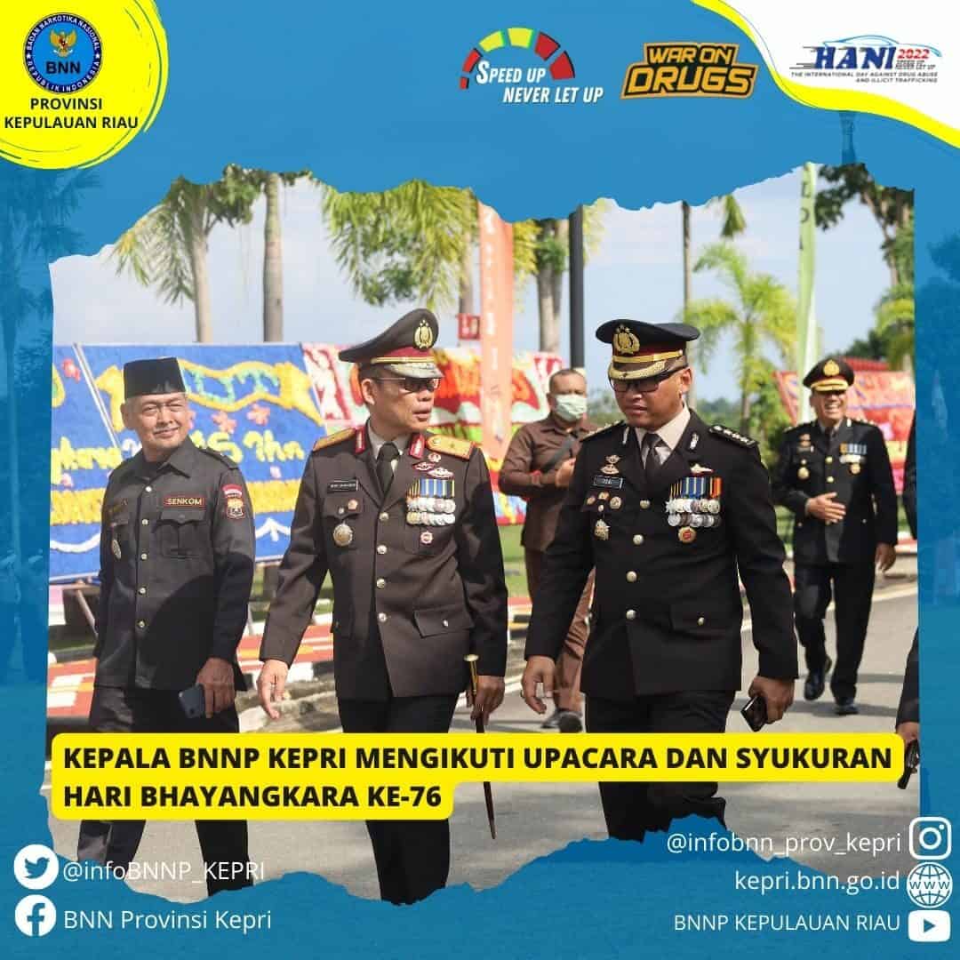 Kepala BNNP KEPRI Mengikuti upacara hari Bhayangkara ke-76