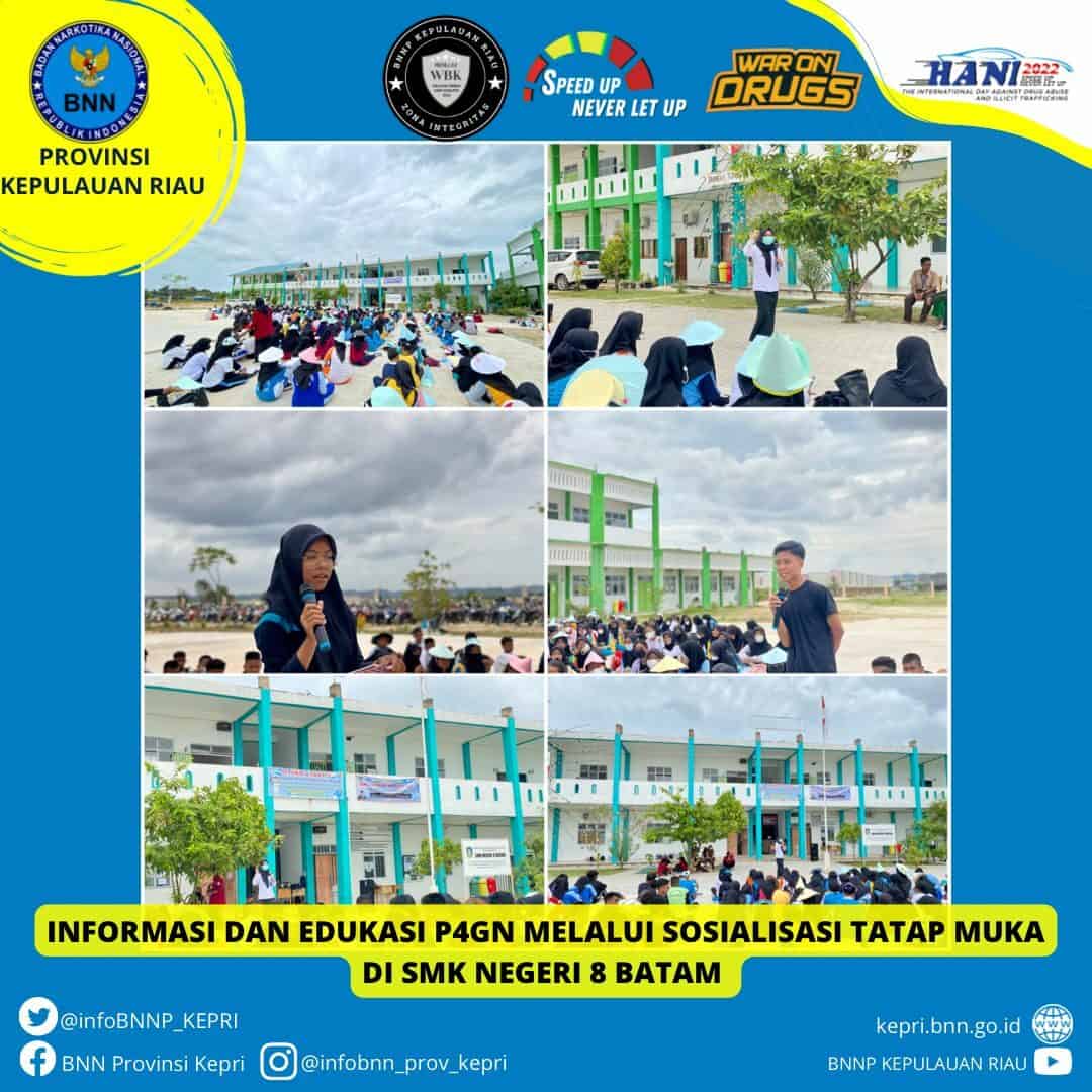 Informasi dan Edukasi Pencegahan dan Pemberantasan Penyalahgunaan dan Peredaran Gelap Narkoba (P4GN) di SMK Negeri 8 Batam