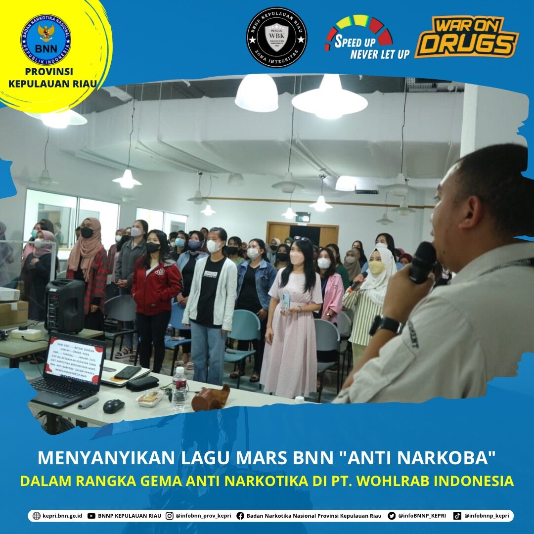 Menyanyikan lagu mars BNN "Anti Narkoba" Dalam rangka Gema Anti Narkotika di PT. Wohlrab Indonesia Menyanyikan lagu mars BNN “Anti Narkoba” Dalam rangka Gema Anti Narkotika di PT. Wohlrab Indonesia