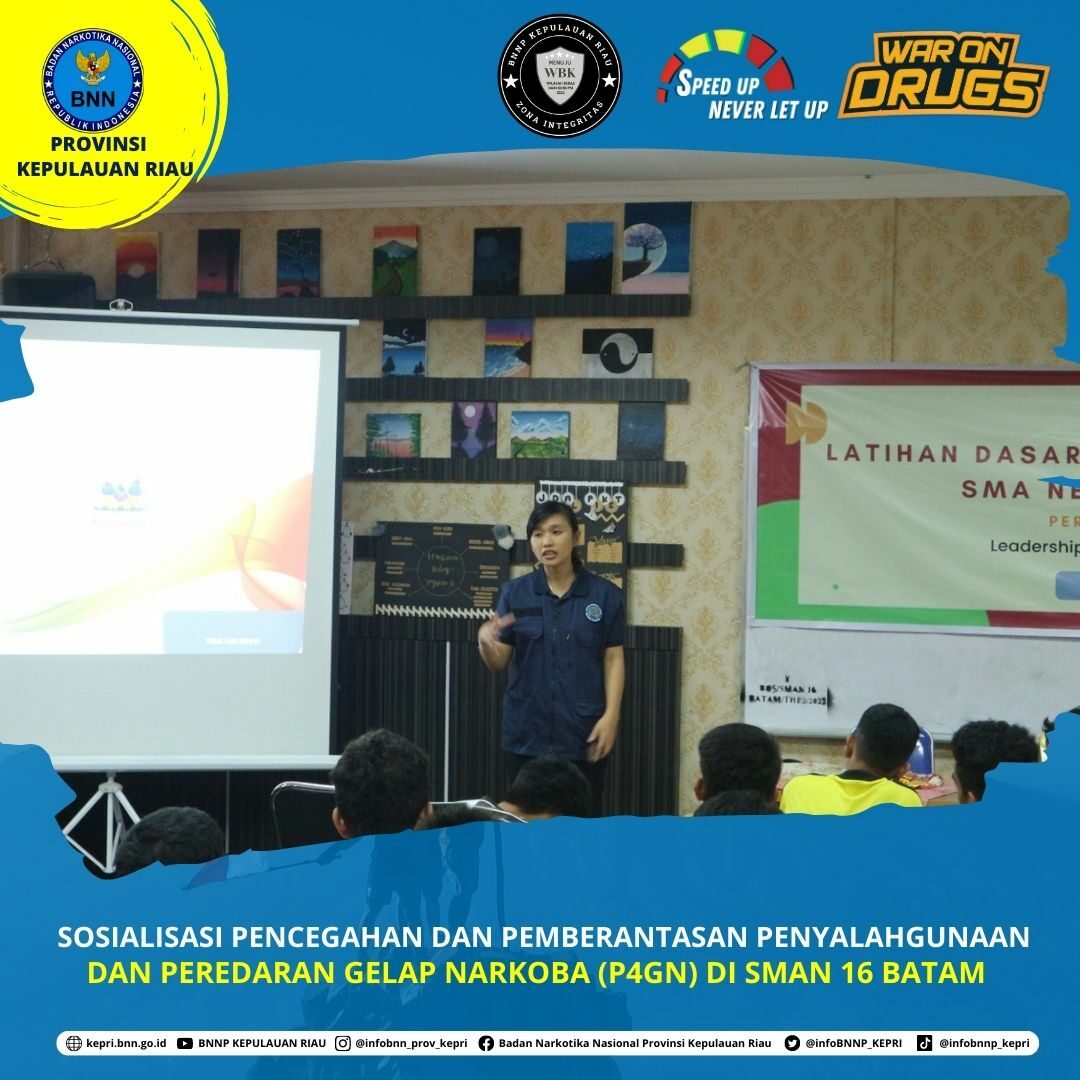 Sosialisasi Pencegahan dan Pemberantasan Penyalahgunaan dan Peredaran Gelap Narkoba (P4GN) di SMA Negeri 16 Batam Sosialisasi Pencegahan dan Pemberantasan Penyalahgunaan dan Peredaran Gelap Narkoba (P4GN) di SMA Negeri 16 Batam