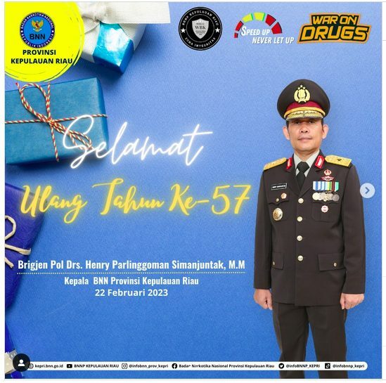 Selamat Ulang Tahun ke-57 Kepala BNNP Kepulauan Riau Selamat Ulang Tahun ke-57 Kepala BNNP Kepulauan Riau