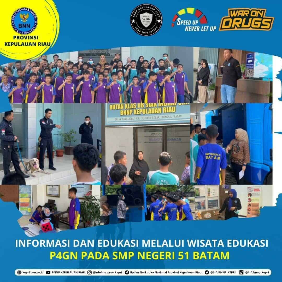 Kunjungan SMP Negeri 51 Batam pada BNNP KEPRI dalam Layanan Wisata Edukasi P4GN berbasis VAKSIN (Visual, Auditory, Kinesthetic Sistematis & Terintegrasi) Kunjungan SMP Negeri 51 Batam pada BNNP KEPRI dalam Layanan Wisata Edukasi P4GN berbasis VAKSIN (Visual, Auditory, Kinesthetic Sistematis & Terintegrasi)
