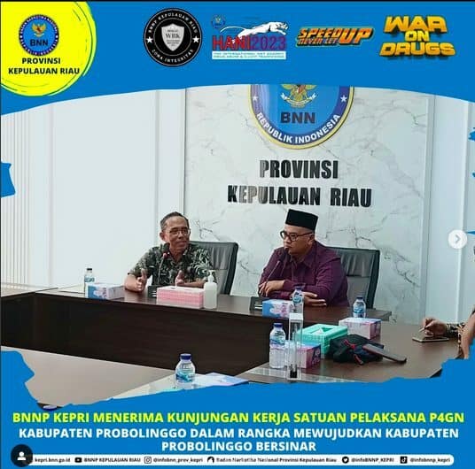 BNNP KEPRI Menerima Kunjungan Kerja Satuan Pelaksana P4GN Kabupaten Probolinggo Dalam Rangka Mewujudkan Kabupaten Probolinggo Bersinar" BNNP KEPRI Menerima Kunjungan Kerja Satuan Pelaksana P4GN Kabupaten Probolinggo Dalam Rangka Mewujudkan Kabupaten Probolinggo Bersinar”