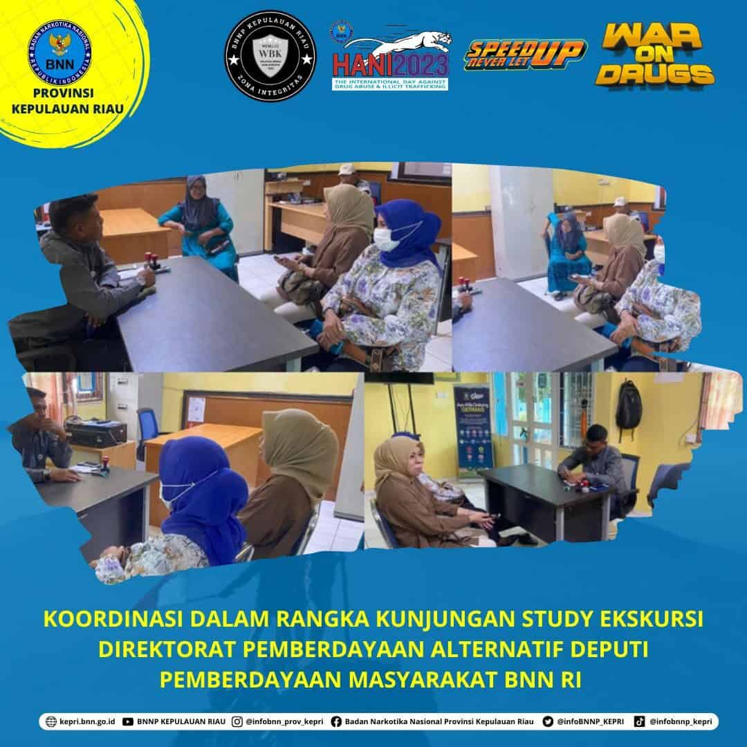 Koordinasi dalam rangka kunjungan study ekskursi direktorat pemberdayaan alternatif deputi pemberdayaan masyarakat BNN RI. Koordinasi dalam rangka kunjungan study ekskursi direktorat pemberdayaan alternatif deputi pemberdayaan masyarakat BNN RI.