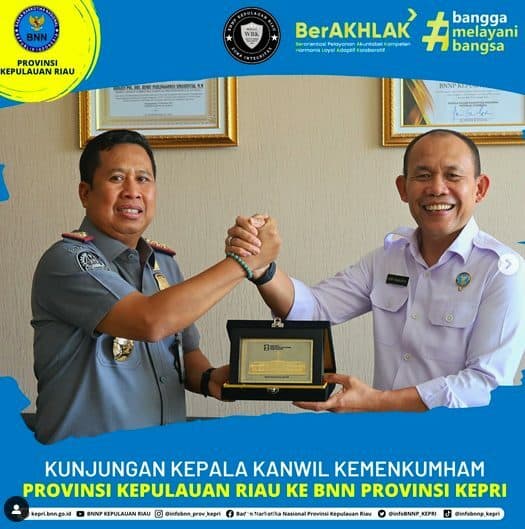 KUNJUNGAN KEPALA KANWIL KEMENKUMHAM PROVINSI KEPULAUAN RIAU KE BNN PROVINSI KEPRI" KUNJUNGAN KEPALA KANWIL KEMENKUMHAM PROVINSI KEPULAUAN RIAU KE BNN PROVINSI KEPRI”