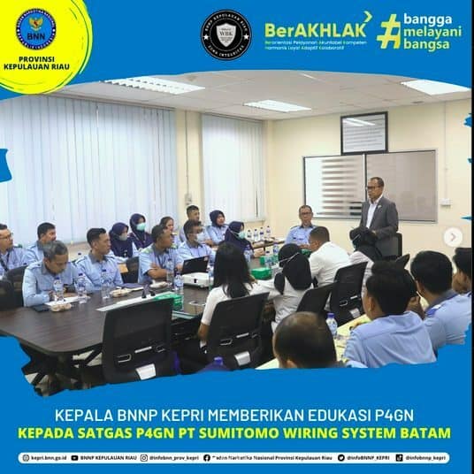 Kepala BNN KEPRI Berikan Edukasi P4GN kepada Satgas P4GN PT Sumitomo Kepala BNN KEPRI Berikan Edukasi P4GN kepada Satgas P4GN PT Sumitomo
