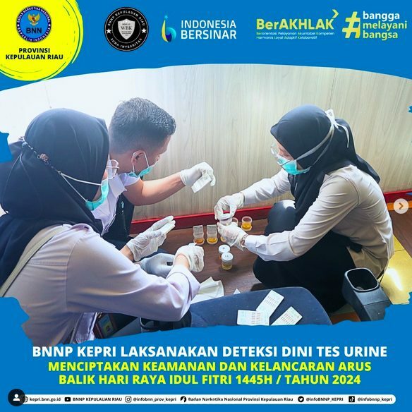 Deteksi Dini Melalui Tes Urin Dalam Rangka Mendukung Program P4GN serta Menciptakan Keamanan dan Kelancaran Arus Balik Hari Raya Idul Fitri 1445H / Tahun 2024. Deteksi Dini Melalui Tes Urin Dalam Rangka Mendukung Program P4GN serta Menciptakan Keamanan dan Kelancaran Arus Balik Hari Raya Idul Fitri 1445H / Tahun 2024.